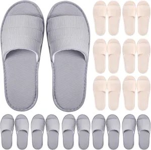 12 Pairs Disposable Slippers Hotel Guests Bulk Slipper Pack Non Slip Spa Women Men Wedding Comfort