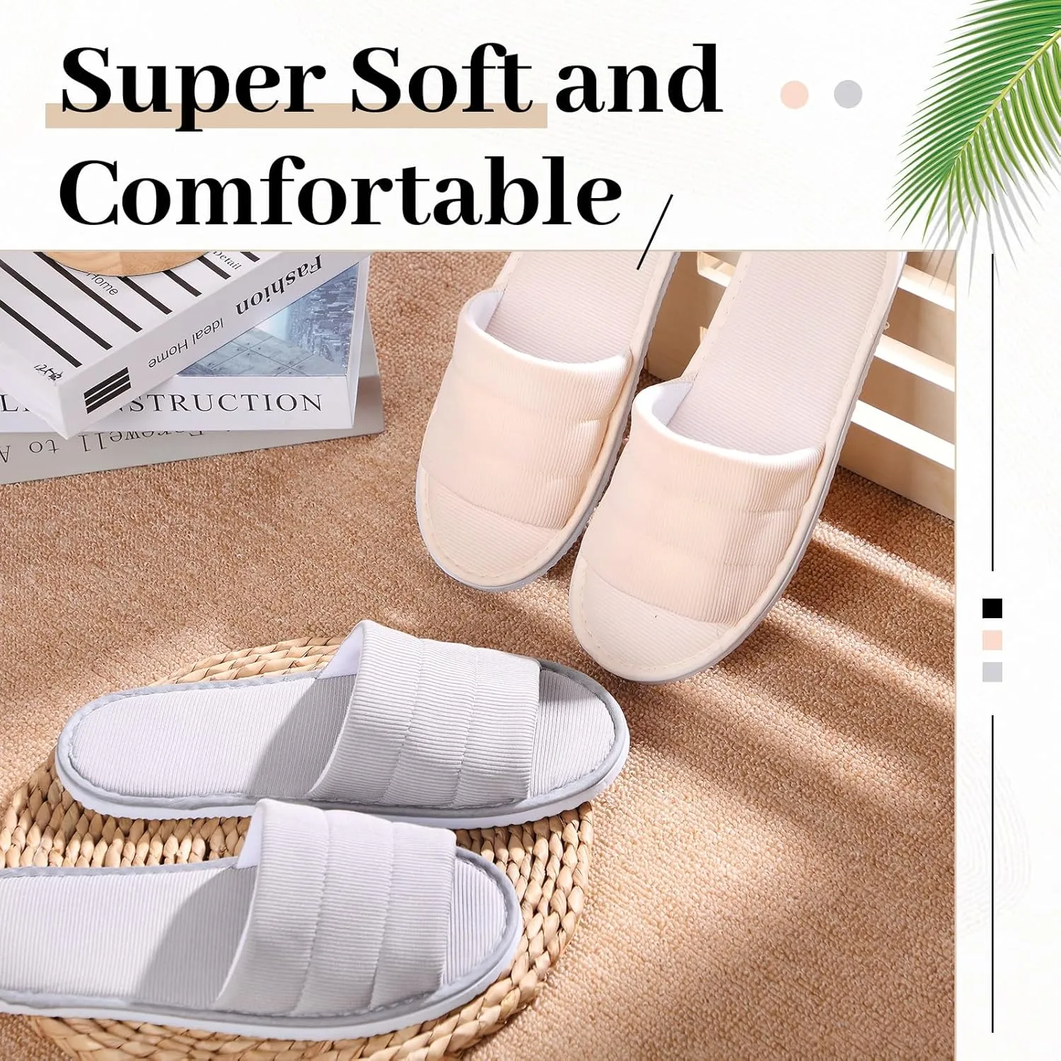 12 Pairs Disposable Slippers Hotel Guests Bulk Slipper Pack Non Slip Spa Women Men Wedding Comfort