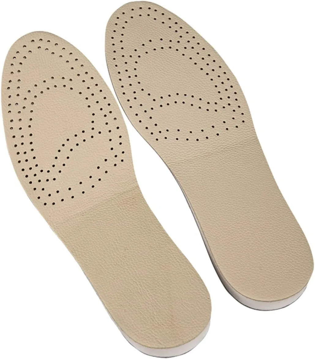 1Pair Breathable Cowhide Insole Inserts for Height Increase Invisible Heel Lift Shoe Pads Adds Elevation Comfortable Fit for Sneakers and Boots for Daily Use
