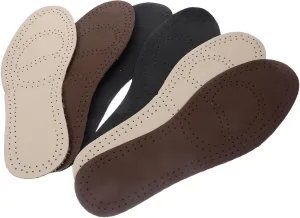 3 Pairs Breathable Shoe Insoles Foot Cowhide Shock-Absorbing for Men Adults (Size 45-46)