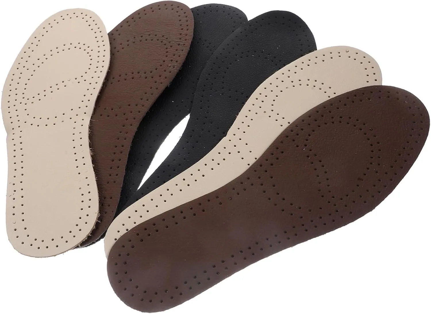 3 Pairs Breathable Shoe Insoles Foot Cowhide Shock-Absorbing for Men Adults (Size 45-46)