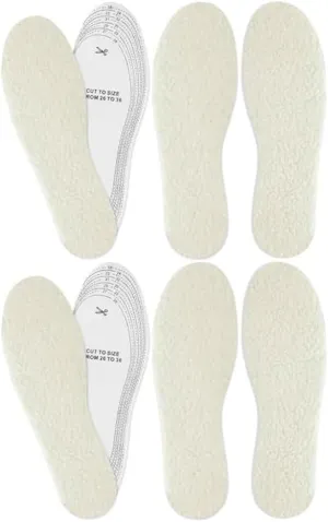 4 Pairs Men's Winter Warm Wool Insoles Pads Shoe Inserts Boot Thermal Comfort Pads Sizes 7-11 Trim Cut to Fit Warmer Thermal Insole Sheep Sherpa One Size Pads Fits Most Soft Breathable Comfort