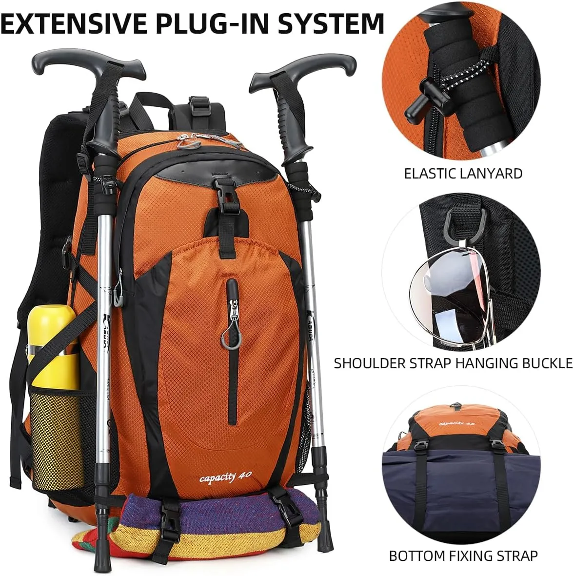 40L Waterproof Lightweight Hiking,Camping,Travel Backpack for Men Women