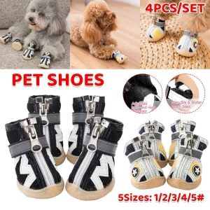4PCS Breathable Soft Soled Dog Shoes for Small Dogs Four Seasons Pet Footwear