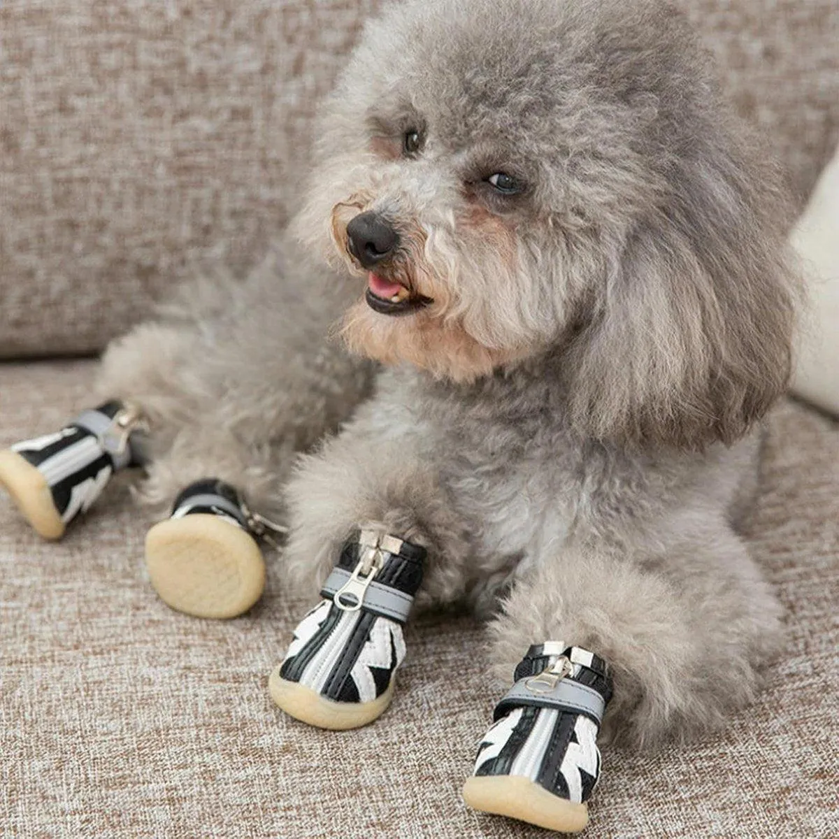 4PCS Breathable Soft Soled Dog Shoes for Small Dogs Four Seasons Pet Footwear