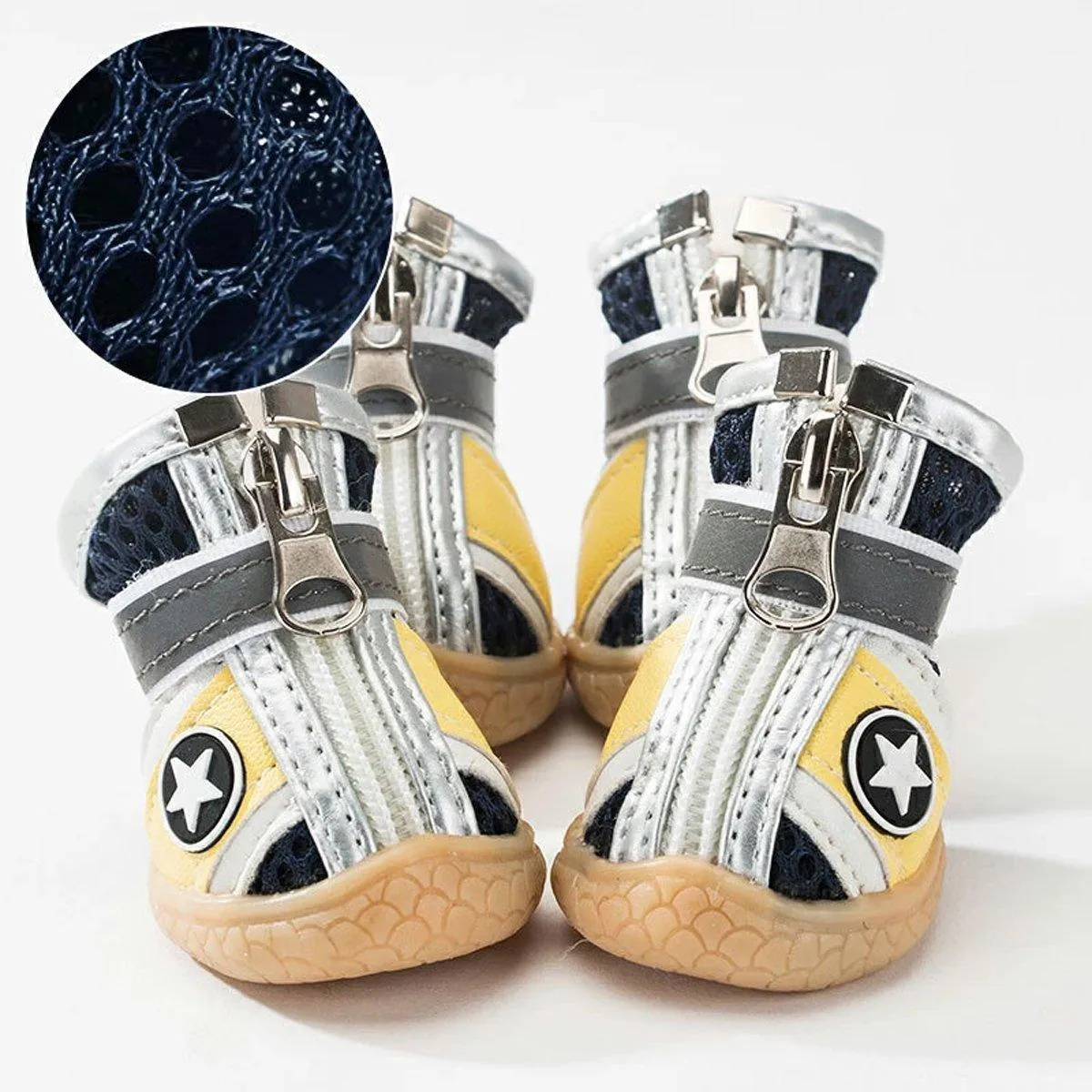 4PCS Breathable Soft Soled Dog Shoes for Small Dogs Four Seasons Pet Footwear