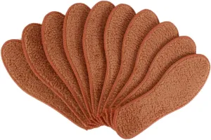 5Pairs Thickened Winter Shoe Inserts Imitation Alpaca Wool Insoles Absorbent Brown Non Slip Breathable Comfort for Cold Weather