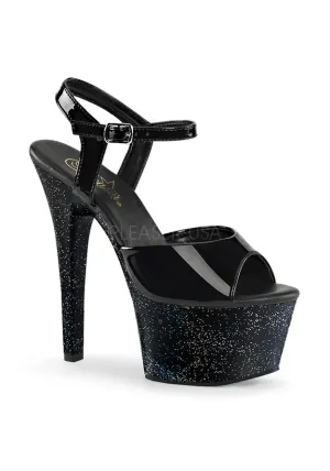 6" Heel, 2 1/4" PF Ankle Strap Sandal W/ Mini Glitters
