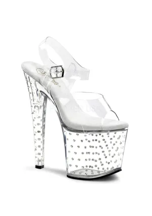 7 1/2" Heel, 3 1/2" Rhinestone Studded Platform Slide