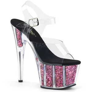 7 Inch Heel ADORE-708CG Clear Pink Glitter