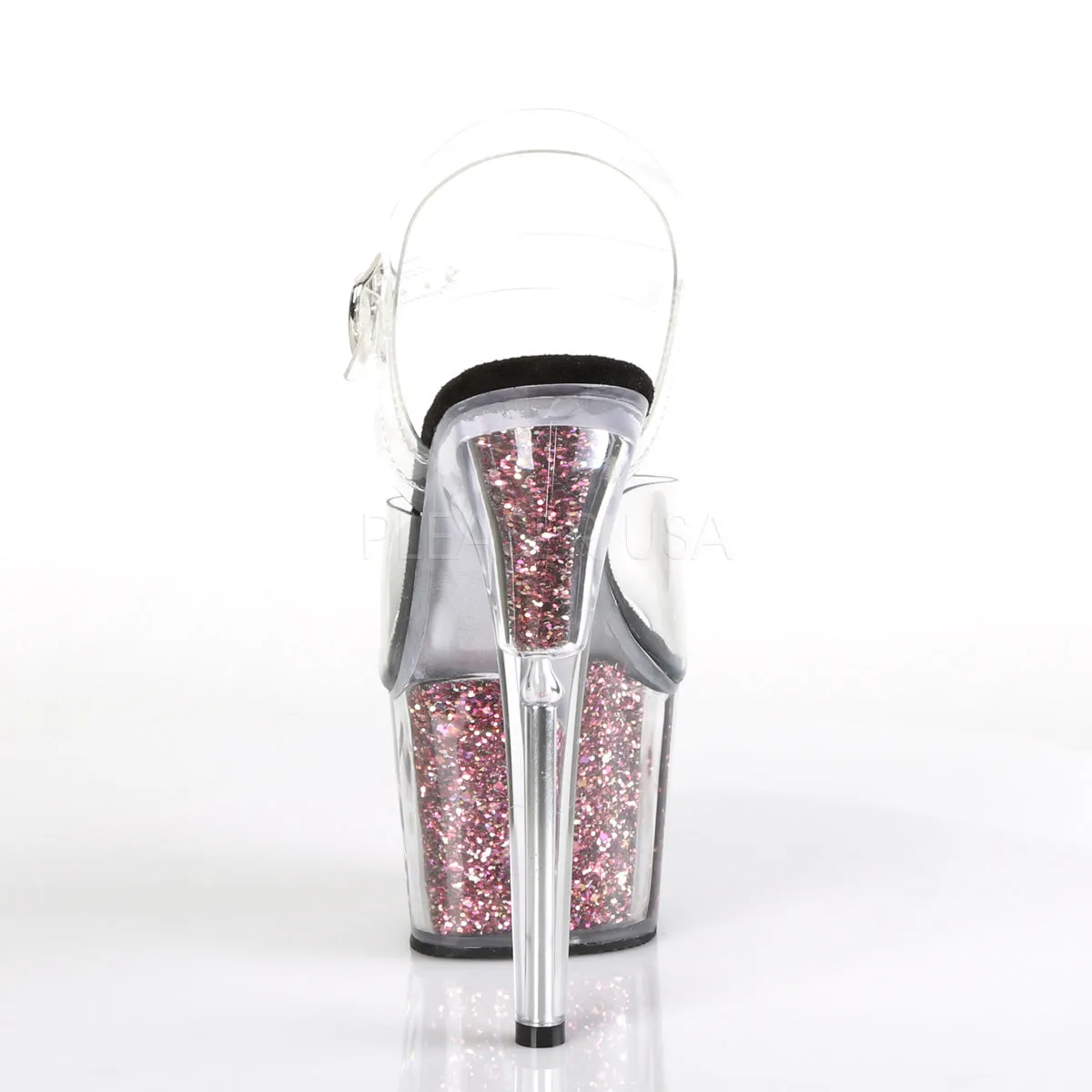 7 Inch Heel ADORE-708CG Clear Pink Glitter