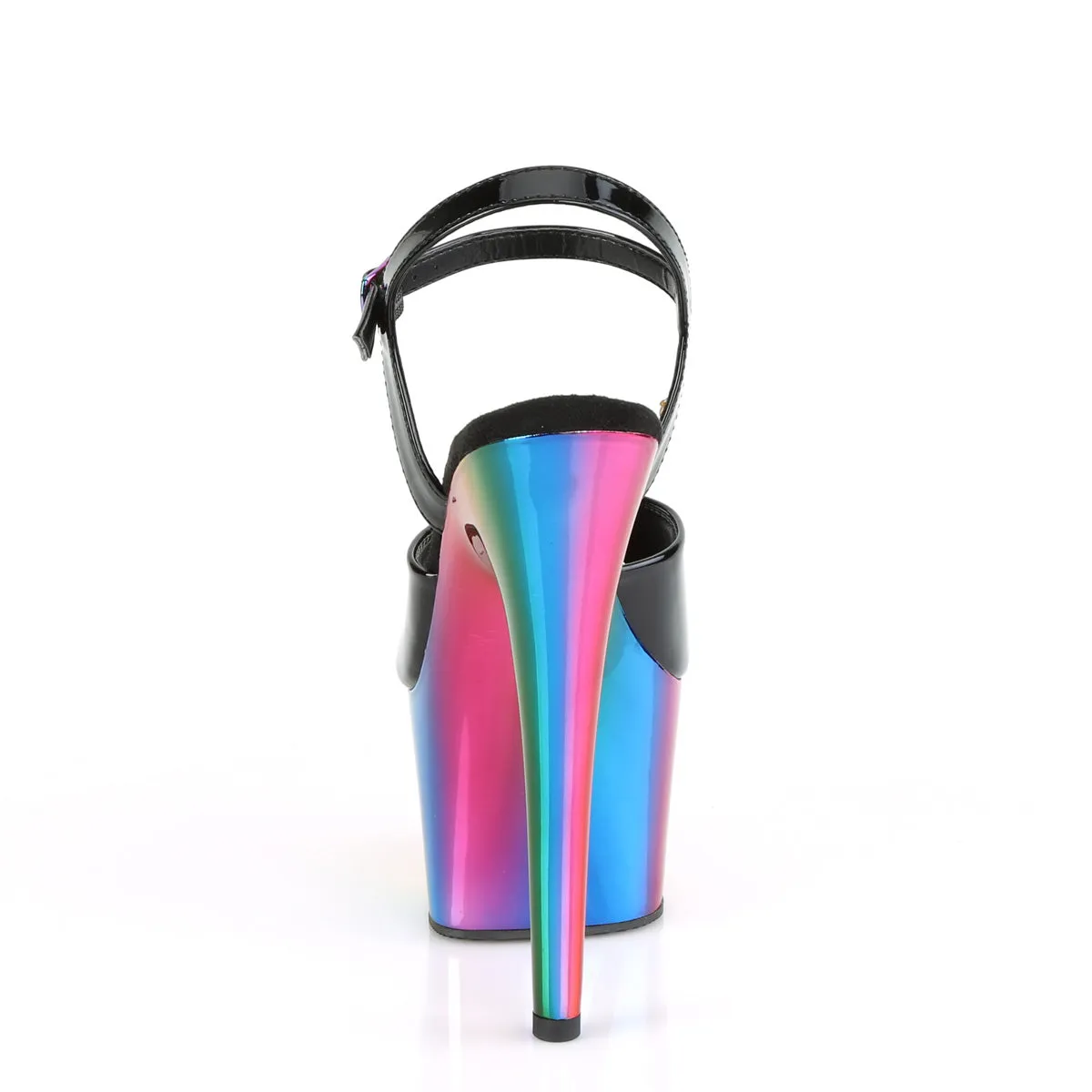 7 Inch Heel ADORE-709RC Black Pat Rainbow Chrome