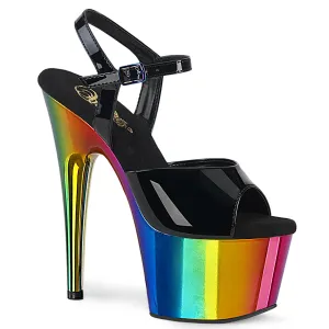 7 Inch Heel ADORE-709RC Black Pat Rainbow Chrome