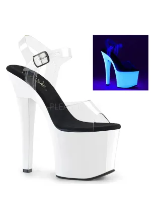 7" Heel, 3 1/4" PF UV Reactive Ankle Strap Sandal