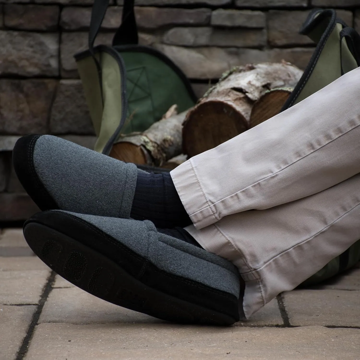 Acorn Men's Moc Slippers with Memory Foam Insole Suede Sidewall and Rubber Outsole (Tex/Polar)