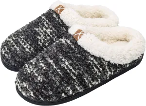 adituo Women's Comfort Memory Foam Slippers Plush Lined House Shoes Indoor, Outdoor Non-Slip Rubber Sole