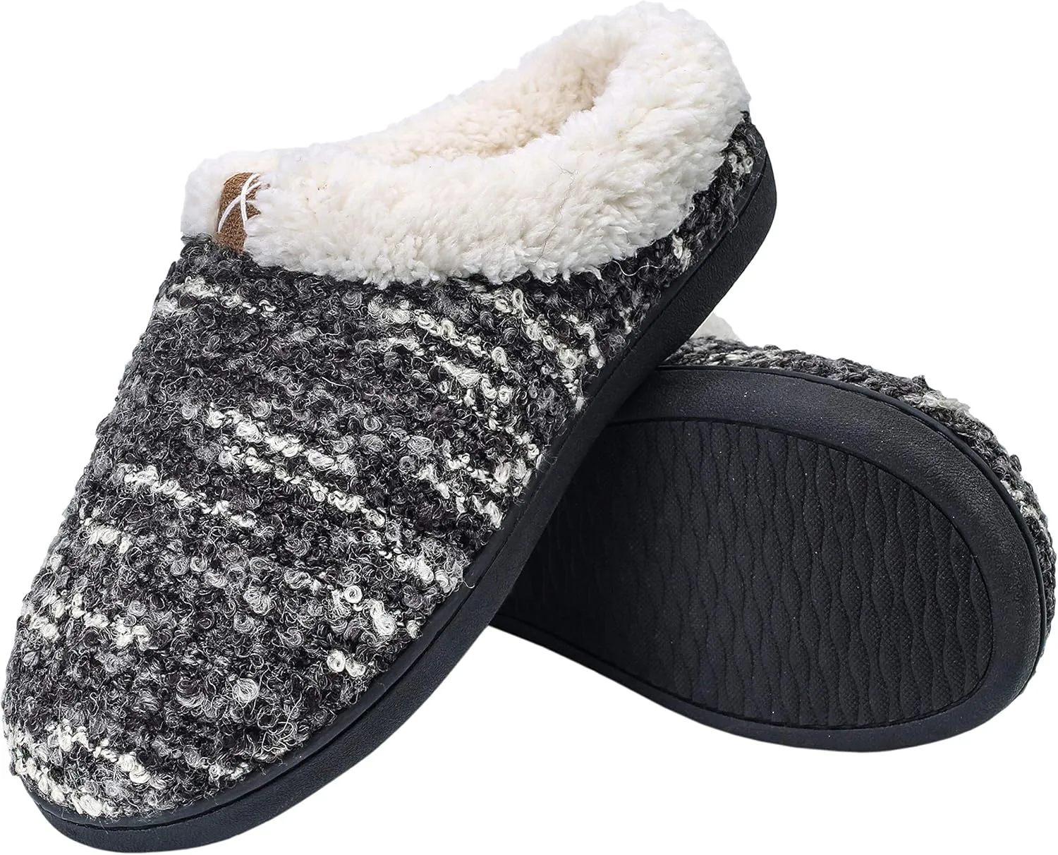 adituo Women's Comfort Memory Foam Slippers Plush Lined House Shoes Indoor, Outdoor Non-Slip Rubber Sole