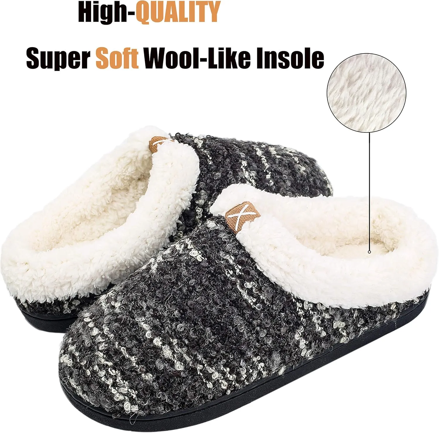 adituo Women's Comfort Memory Foam Slippers Plush Lined House Shoes Indoor, Outdoor Non-Slip Rubber Sole