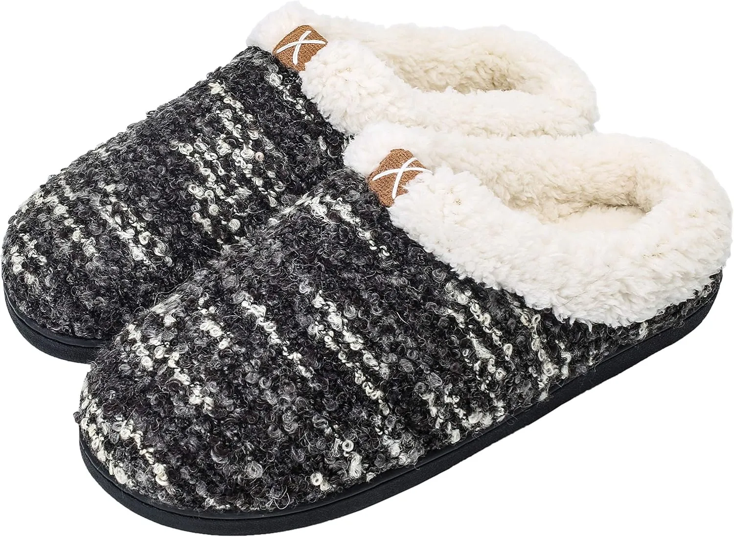 adituo Women's Comfort Memory Foam Slippers Plush Lined House Shoes Indoor, Outdoor Non-Slip Rubber Sole