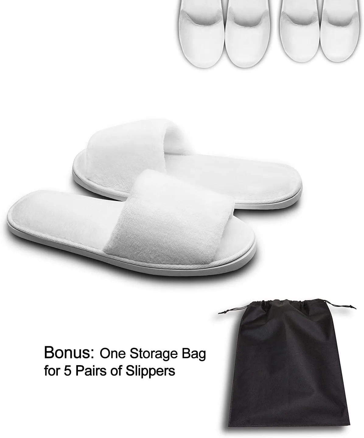 AhfuLife Spa Slippers - 5/10 Pairs of Disposable, Non-slip, Closed-Toe Guest Slippers for Bedroom, Wedding, Party, Travel