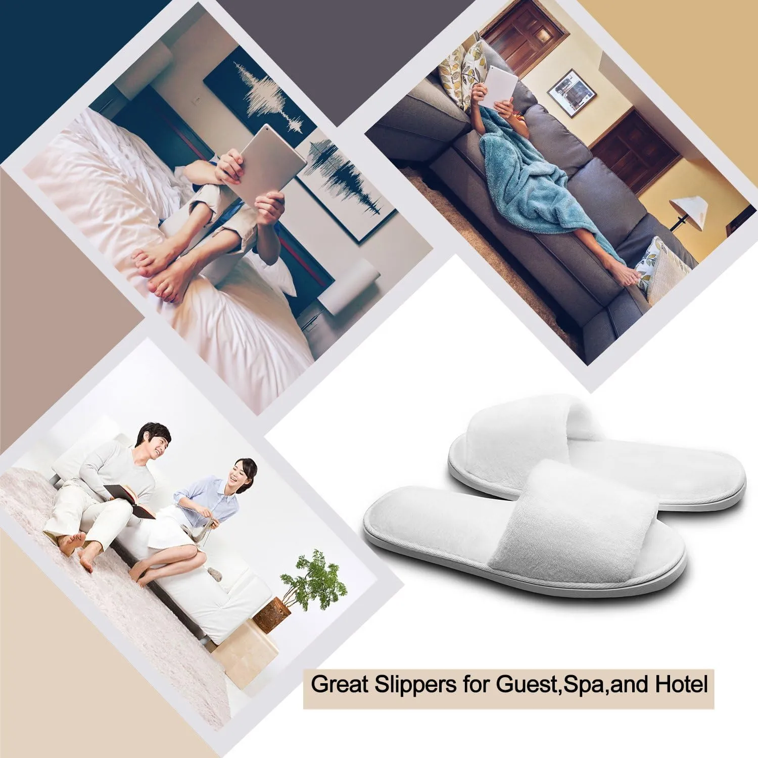 AhfuLife Spa Slippers - 5/10 Pairs of Disposable, Non-slip, Closed-Toe Guest Slippers for Bedroom, Wedding, Party, Travel