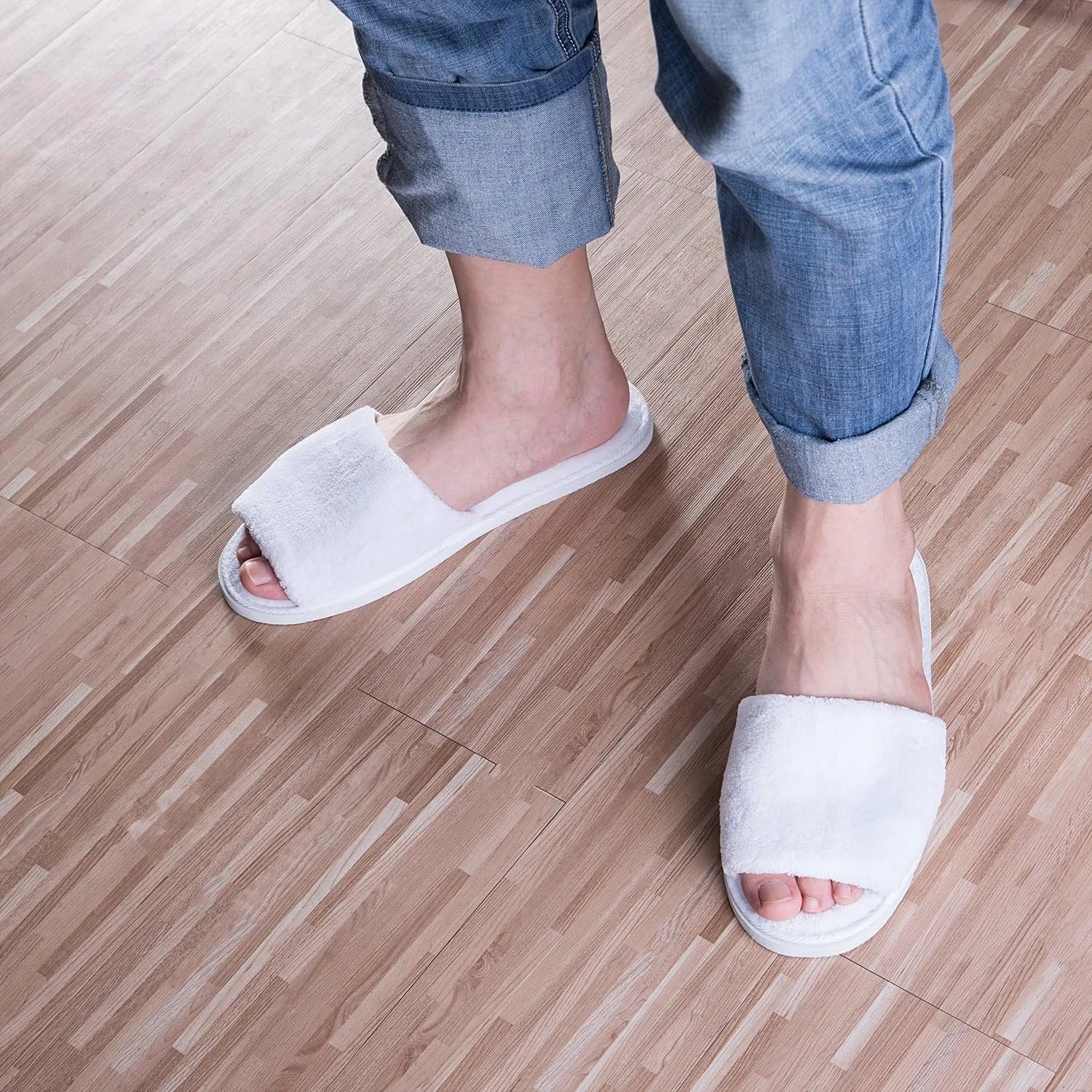 AhfuLife Spa Slippers - 5/10 Pairs of Disposable, Non-slip, Closed-Toe Guest Slippers for Bedroom, Wedding, Party, Travel