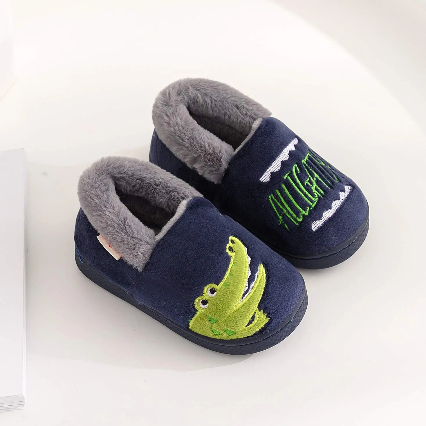 Ainikas Toddler Boys Girls Slippers Fluffy Little Kids House Slippers Warm Fur Cute Animal Home Slipper