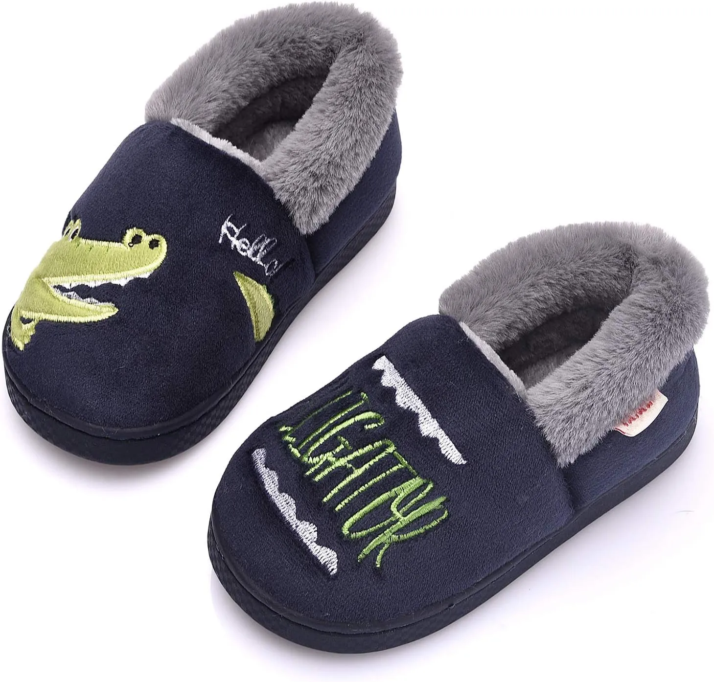 Ainikas Toddler Boys Girls Slippers Fluffy Little Kids House Slippers Warm Fur Cute Animal Home Slipper
