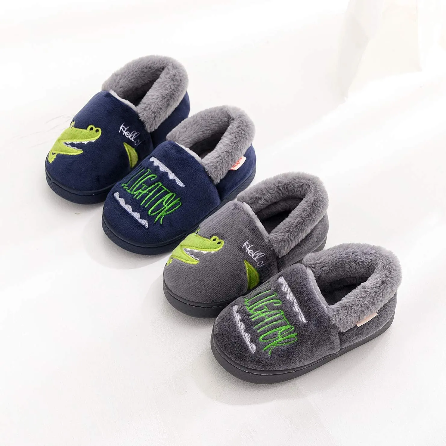 Ainikas Toddler Boys Girls Slippers Fluffy Little Kids House Slippers Warm Fur Cute Animal Home Slipper