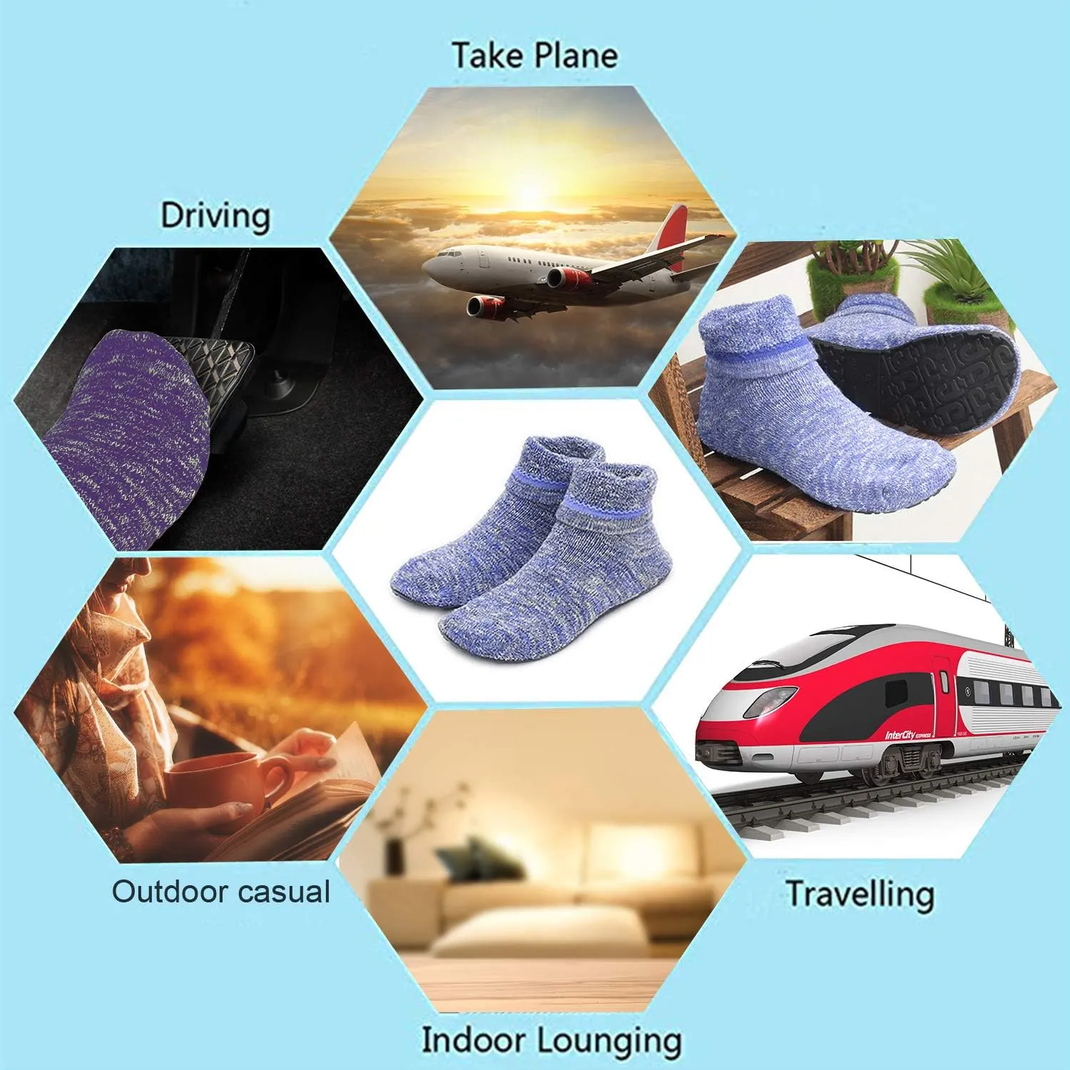 AIYUE Women Non-slip Fuzzy Slipper Socks with Waterproof Soles Rubber Bottom Grippers