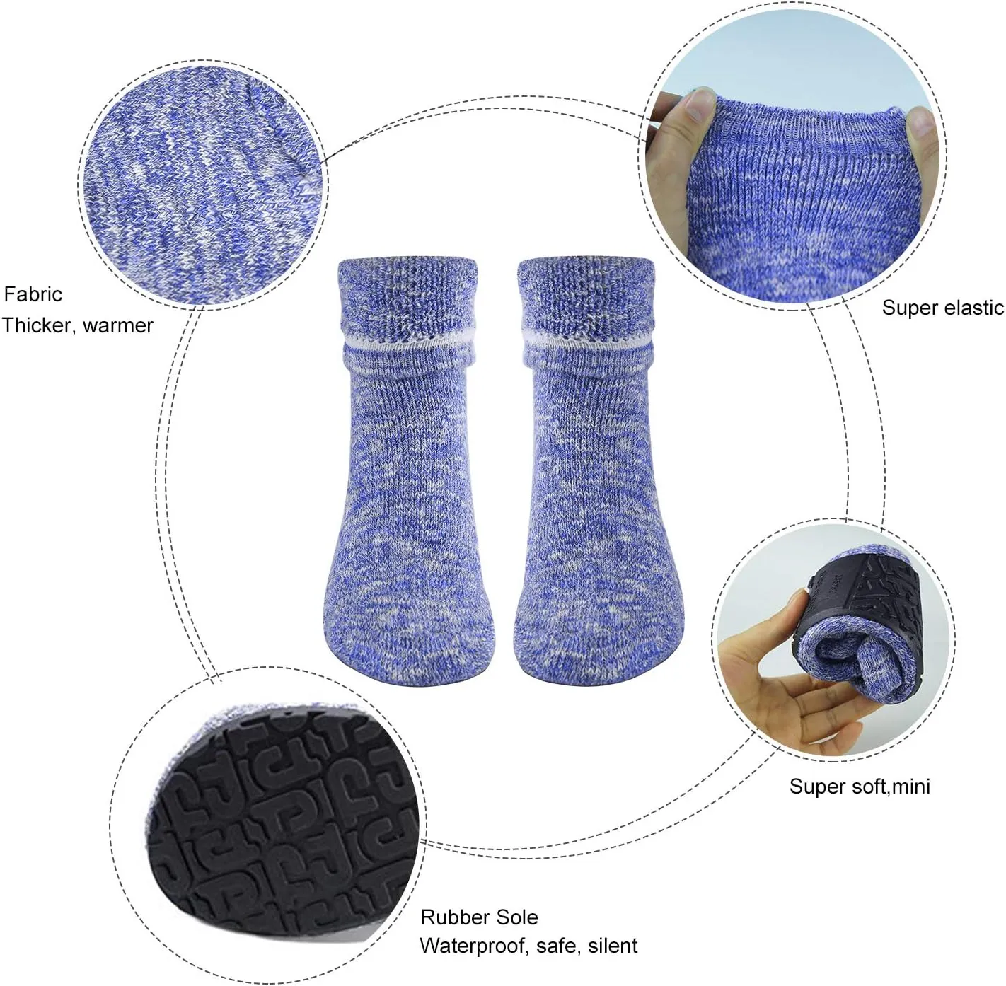 AIYUE Women Non-slip Fuzzy Slipper Socks with Waterproof Soles Rubber Bottom Grippers