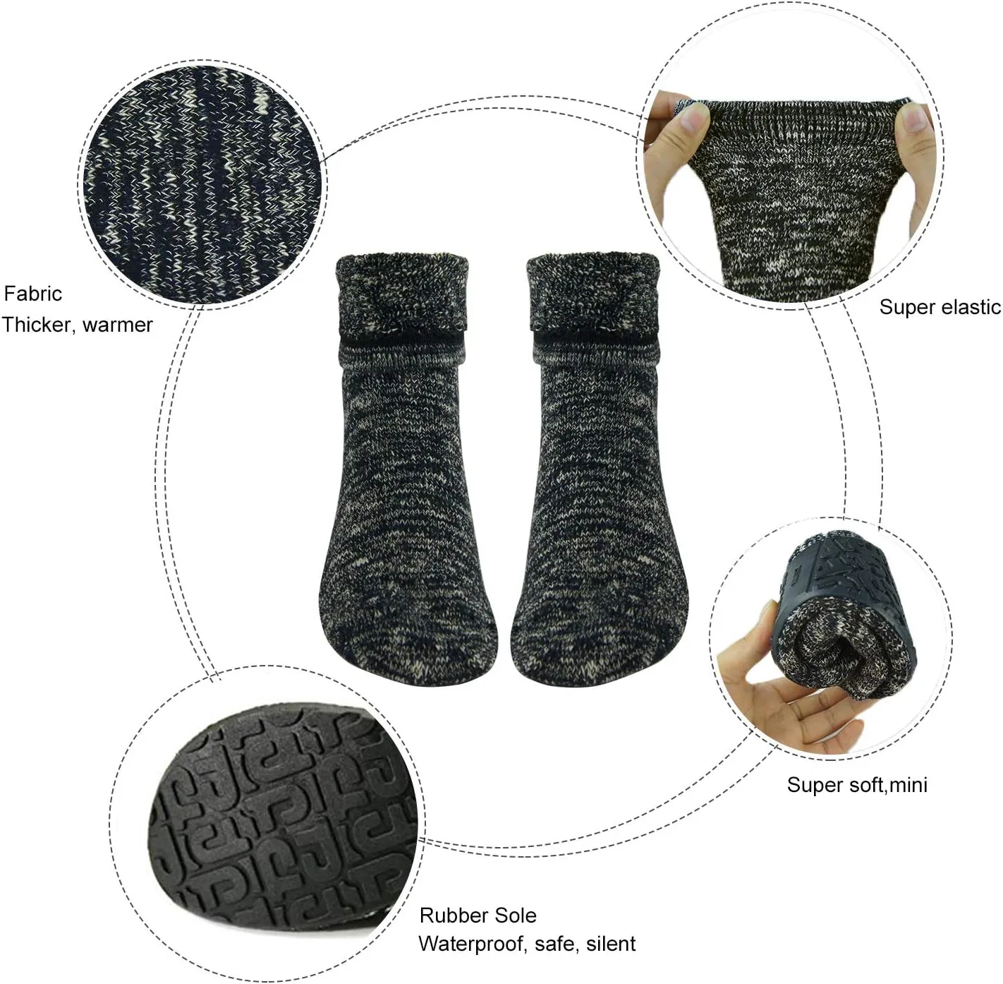 AIYUE Women Non-slip Fuzzy Slipper Socks with Waterproof Soles Rubber Bottom Grippers