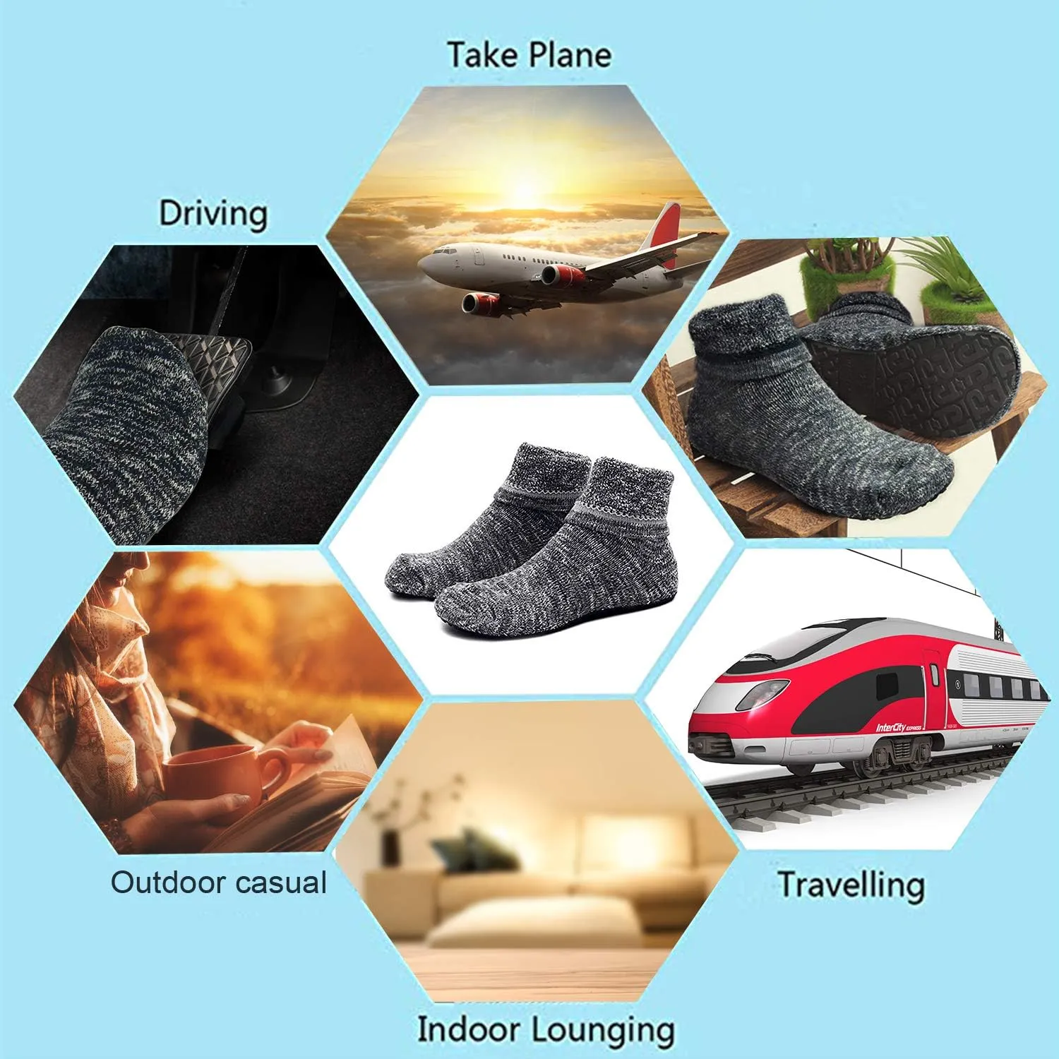 AIYUE Women Non-slip Fuzzy Slipper Socks with Waterproof Soles Rubber Bottom Grippers