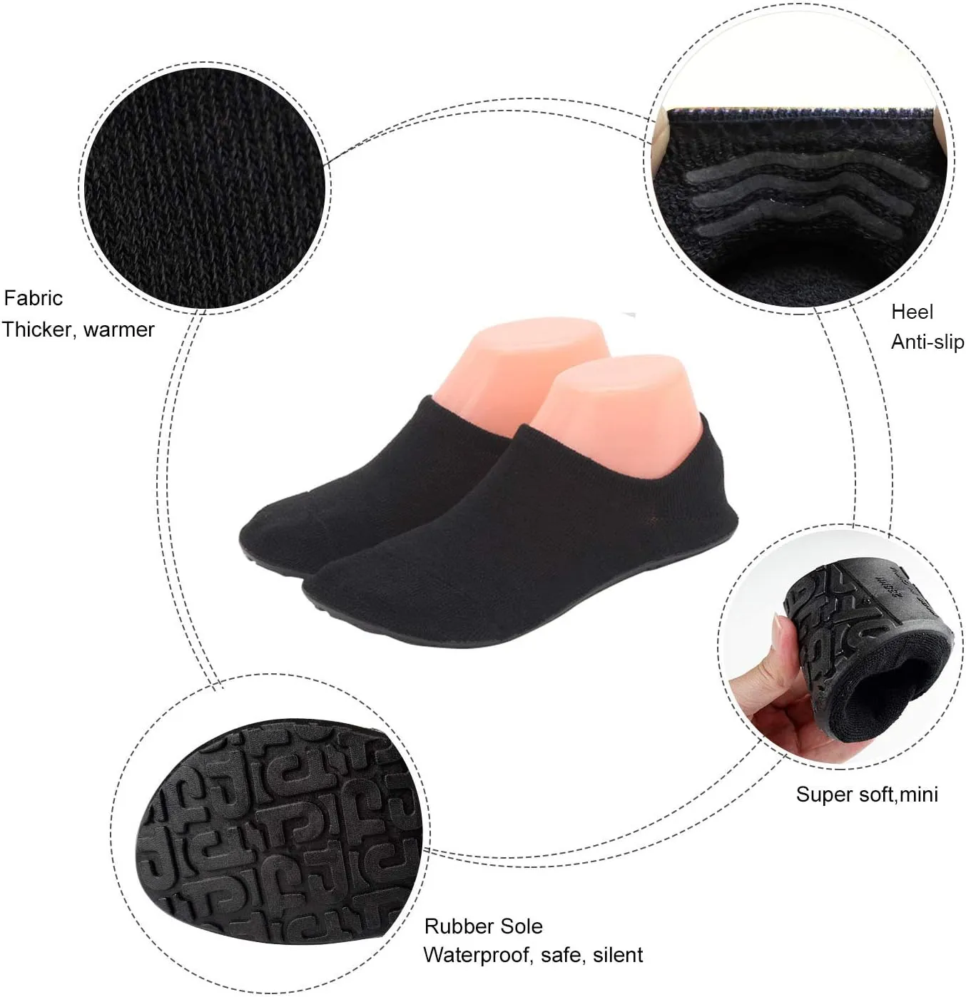 AIYUE Women Non-slip Fuzzy Slipper Socks with Waterproof Soles Rubber Bottom Grippers
