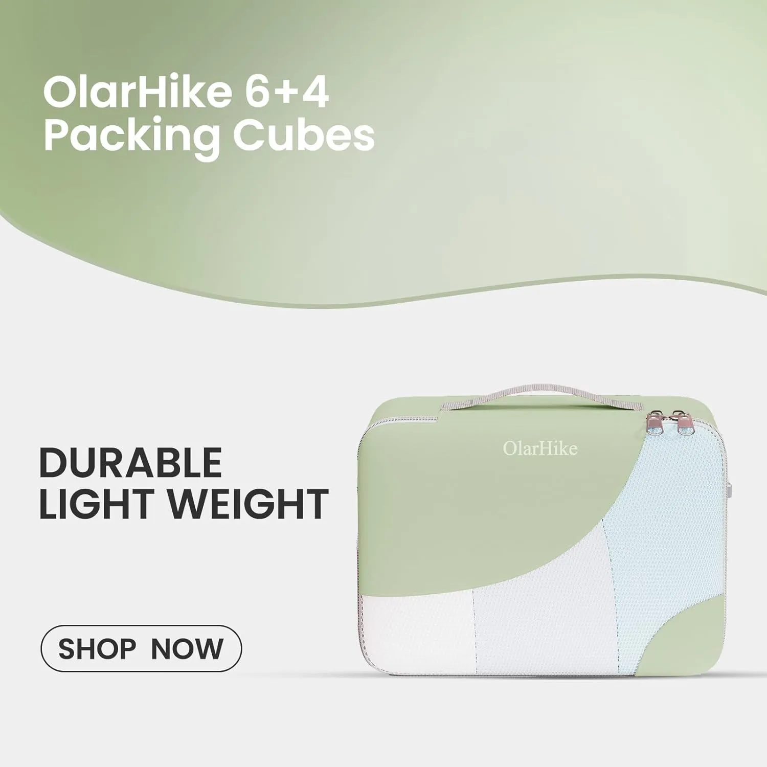 ALL INCLUDED 10 Set Durable Packing Cubes for Suitcases,OlarHike Essentials for Travel, UPGRADED Anti-Tear Stitching, NEW Improved Luggage Packing Organizers for Travel Accessories (Matcha Green)