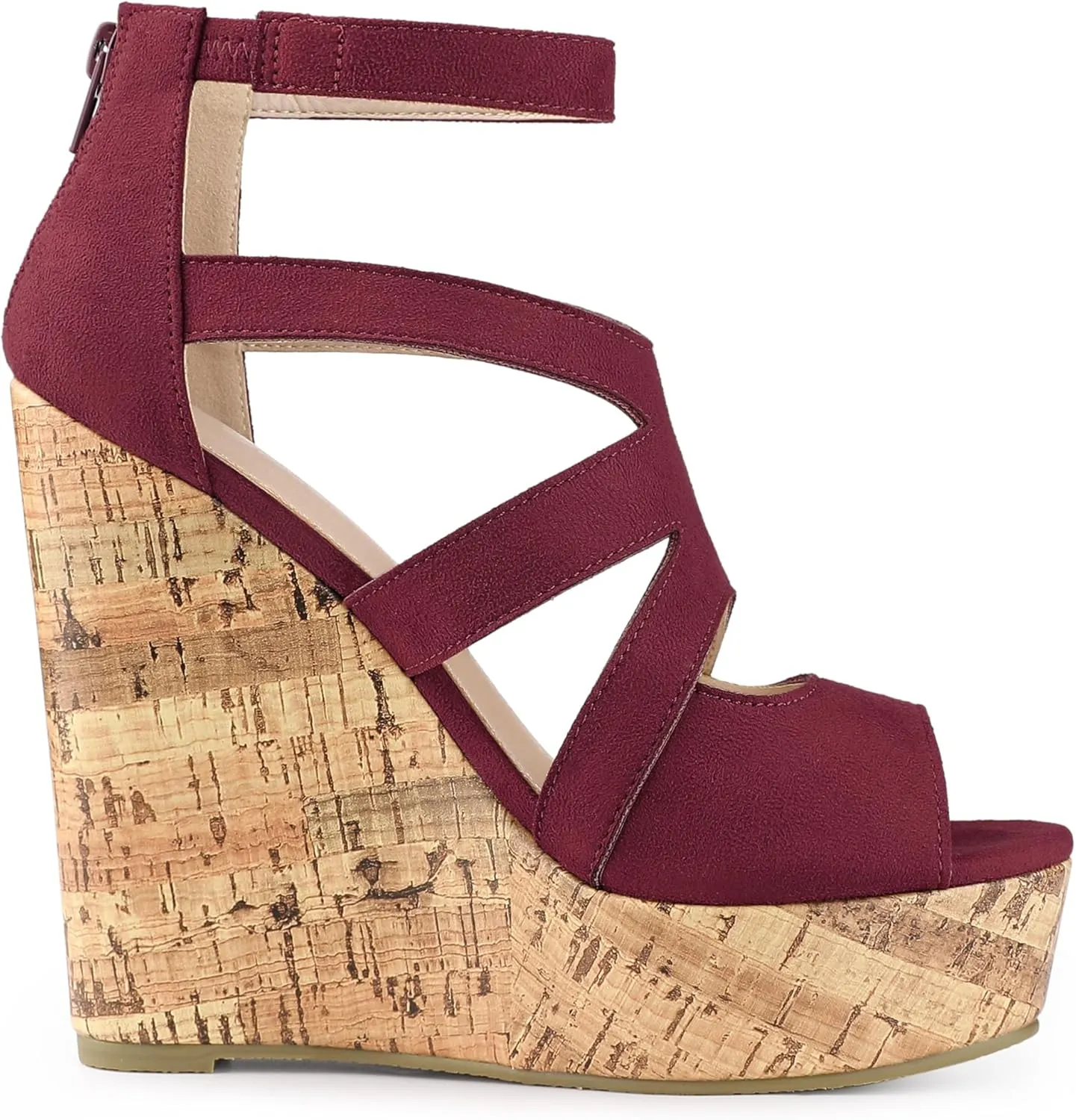 Allegra K Women's Platform Peep Toe Cutout Caged Cork Wedge Heel Sandals