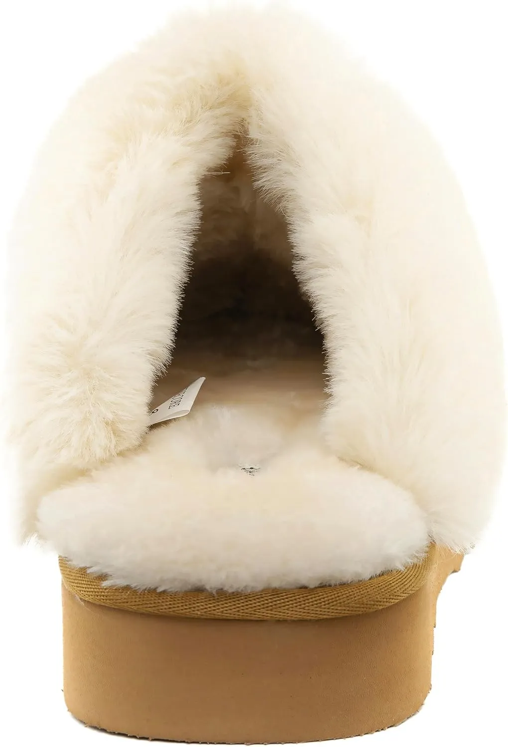 Amber Women's Winter Fur Slippers Genuine Suede Fluffy Faux Fur Memory Foam Cushion, Indoor and Outdoor