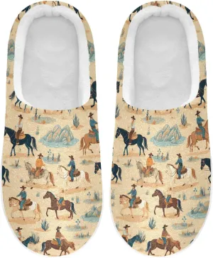 American Western Cowboy Horse Slippers for Women Men Indoor Slippers Memory Foam Fuzzy Slippers House Shoes for Indoor Outdoor Size 6/7 214a5378