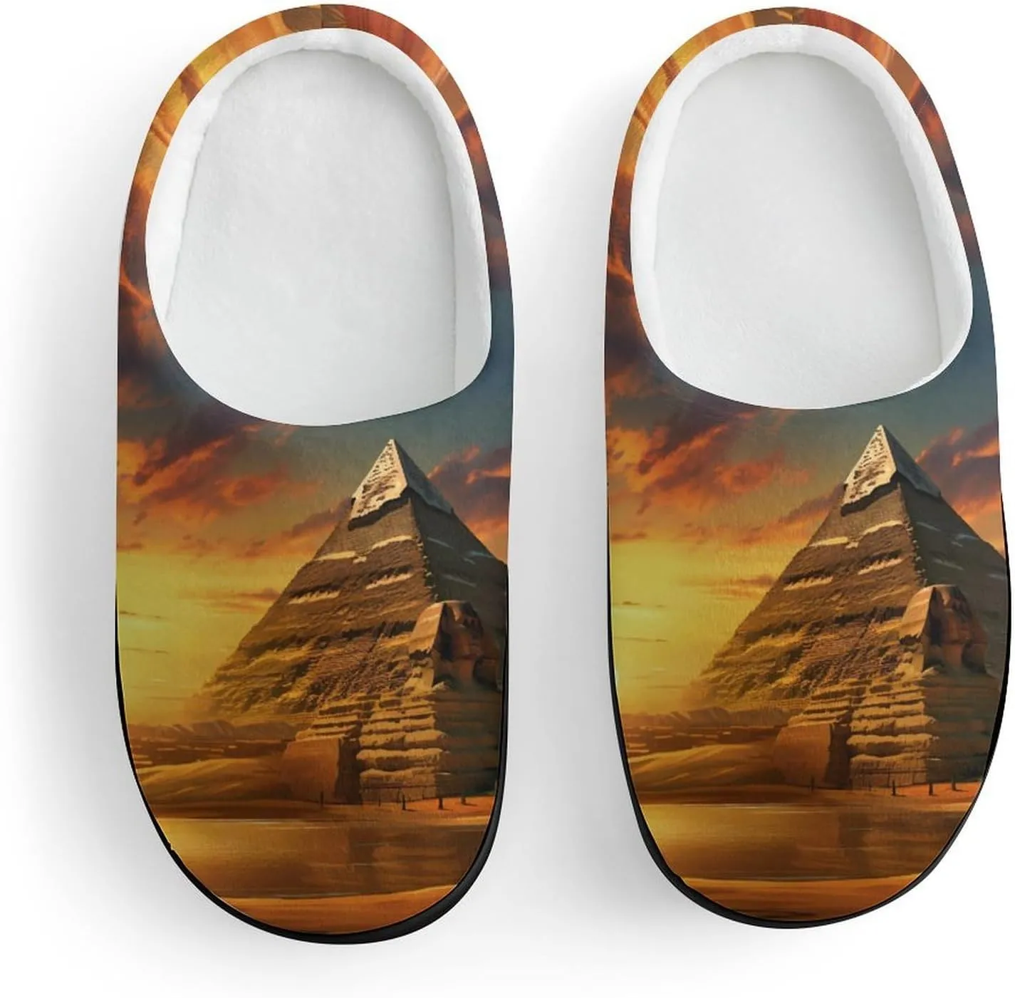 Ancient Egypt Secrets Pyramid Sphinx Kids Slippers for Girls Boys Winter Warm Plush Slip On House Slippers for Indoor Outdoor