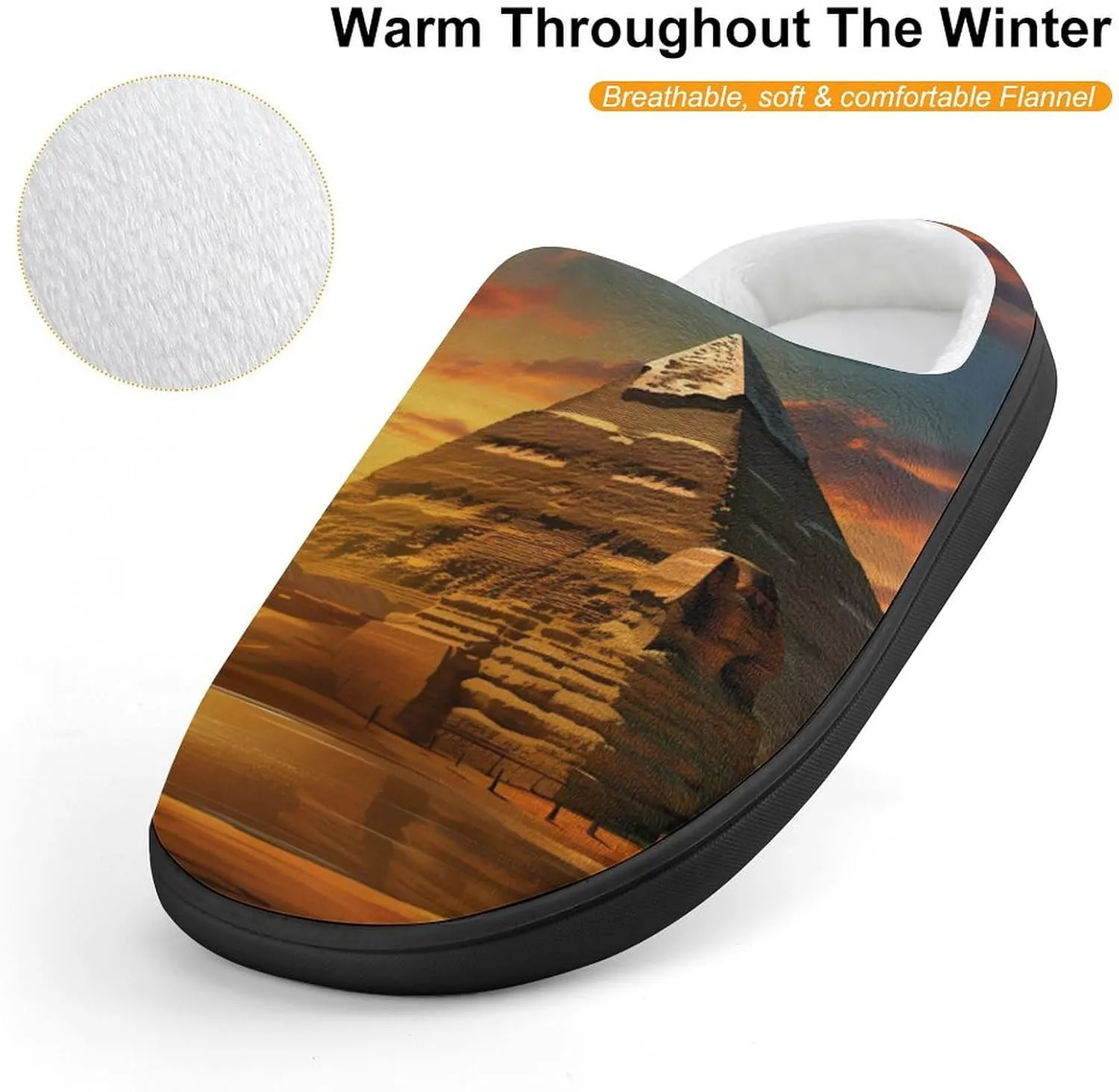 Ancient Egypt Secrets Pyramid Sphinx Kids Slippers for Girls Boys Winter Warm Plush Slip On House Slippers for Indoor Outdoor