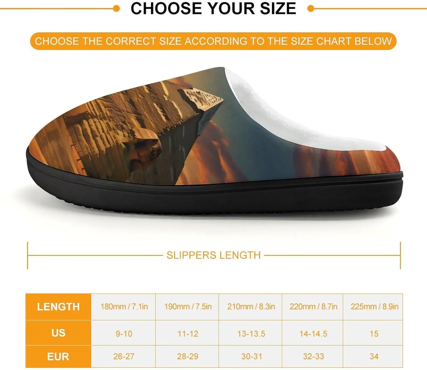 Ancient Egypt Secrets Pyramid Sphinx Kids Slippers for Girls Boys Winter Warm Plush Slip On House Slippers for Indoor Outdoor