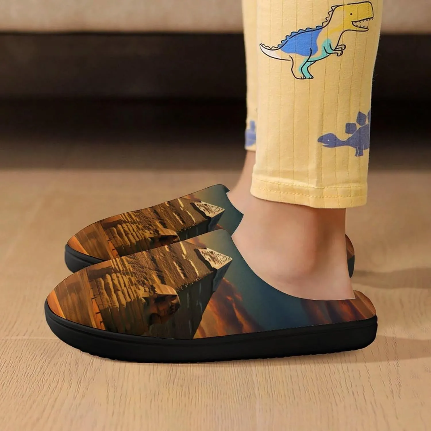 Ancient Egypt Secrets Pyramid Sphinx Kids Slippers for Girls Boys Winter Warm Plush Slip On House Slippers for Indoor Outdoor