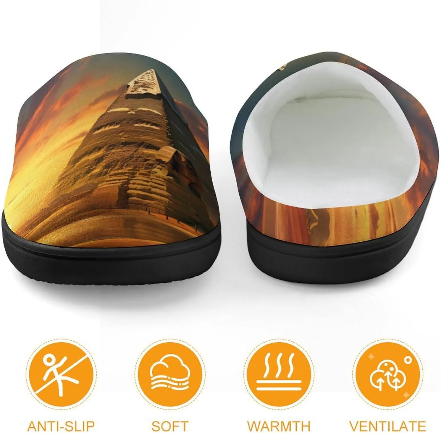 Ancient Egypt Secrets Pyramid Sphinx Kids Slippers for Girls Boys Winter Warm Plush Slip On House Slippers for Indoor Outdoor
