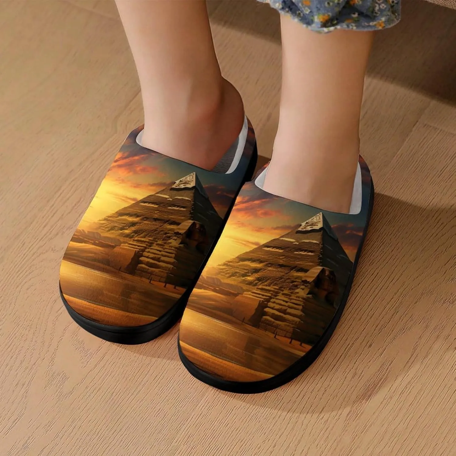 Ancient Egypt Secrets Pyramid Sphinx Kids Slippers for Girls Boys Winter Warm Plush Slip On House Slippers for Indoor Outdoor