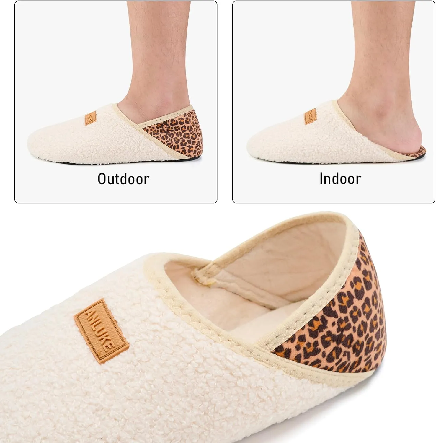 ANLUKE Slipper for Women Men Slipper Socks Fuzzy House Shoes Rubber Sole Slip On Soft-Lightweight Non Slip Indoor/Outdoor