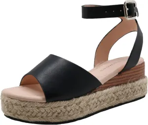 Apakowa Girls Sandals Flatform Wedge Open Toe Summer Sandals Shoes Little Big Kid Flower Girl Heels Dress Shoes (Little Kid/Big Kid)