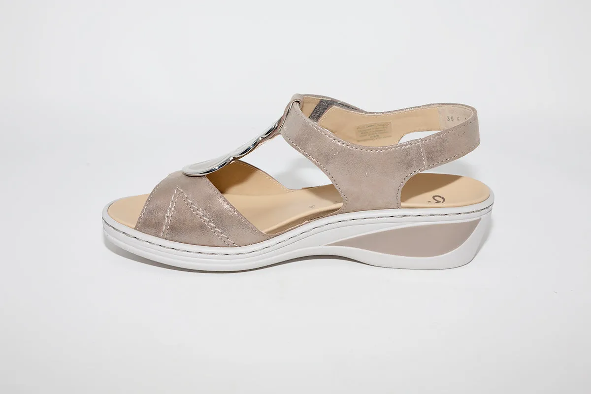 ARA - LOW WEDGE SANDAL - TAUPE METALLIC