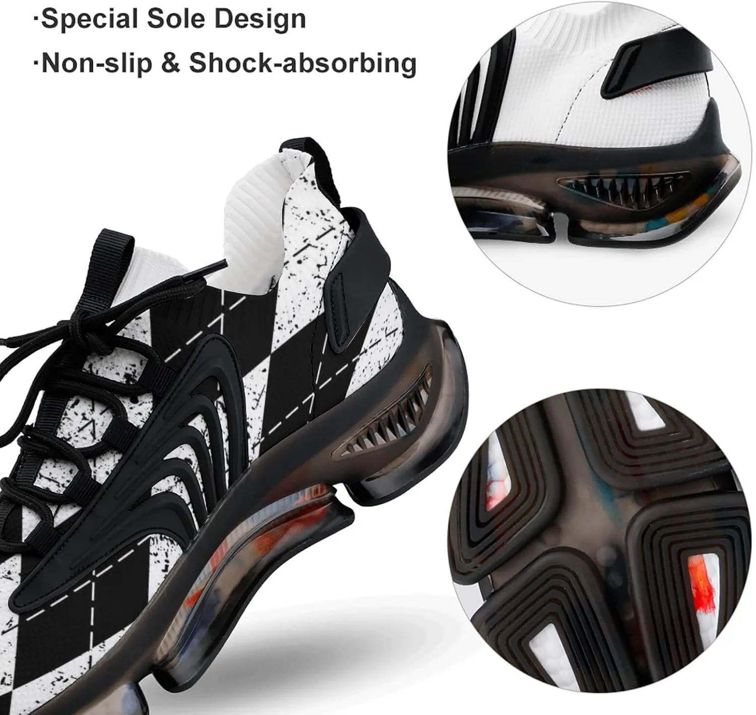 Argyle Plaid Preppy Style Lightweight Women's Sneakers Running Tennis Shoes Walking Sportswear Gym Travel for Men