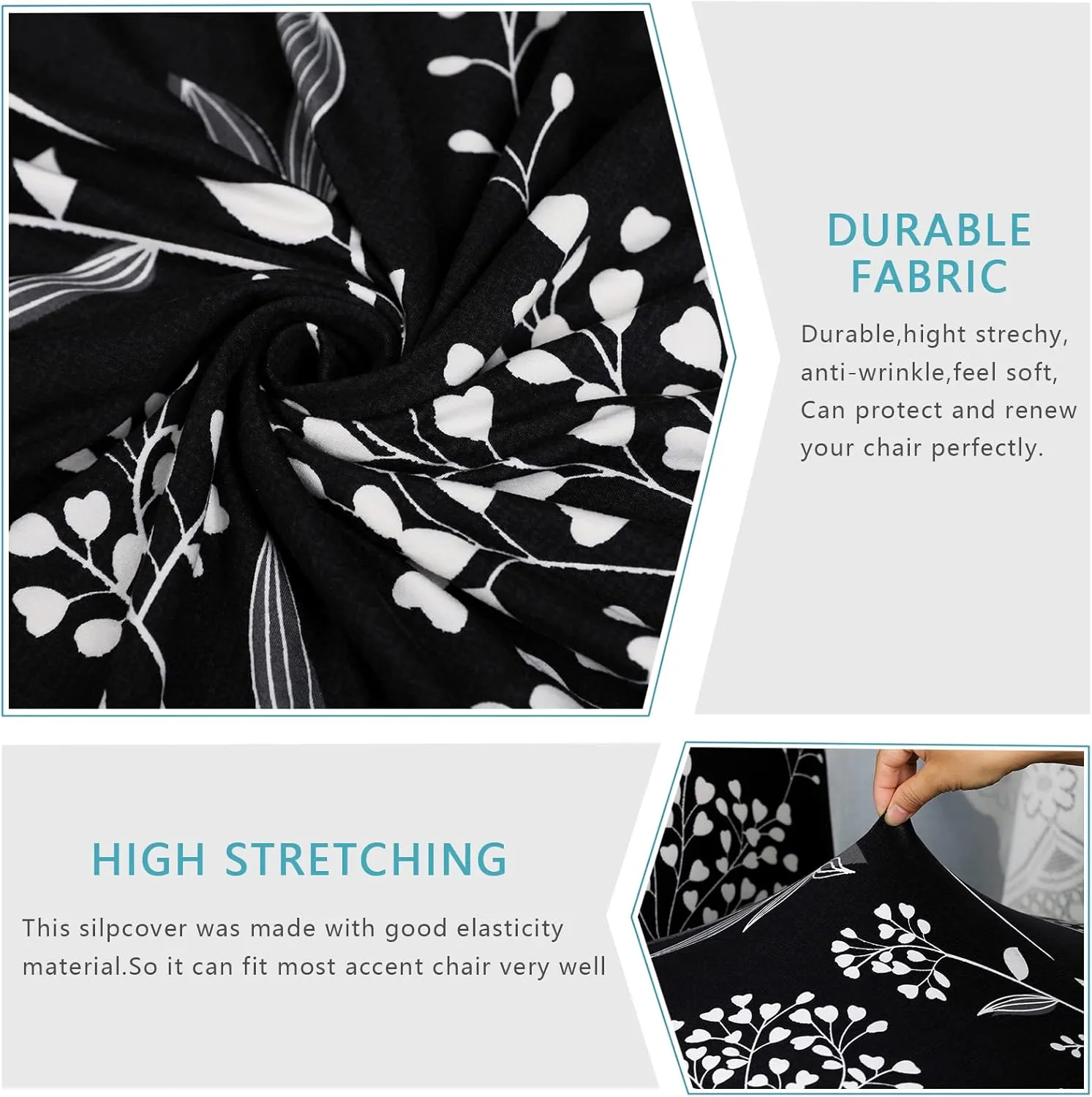 Armless Accent Slipper Chair Cover Slipcover,Stretch Spandex Printed Removable Non-Slip Silp Cover for Accent Chair Without Arms for Living Dining Room