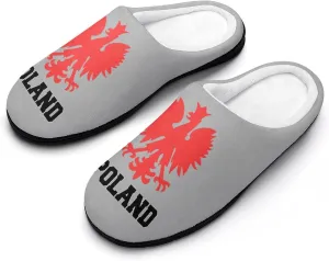 Awesome Eagle Crest Polish Flag Mens Slippers Winter Memory Foam Warm House Shoes Indoor/Outdoor